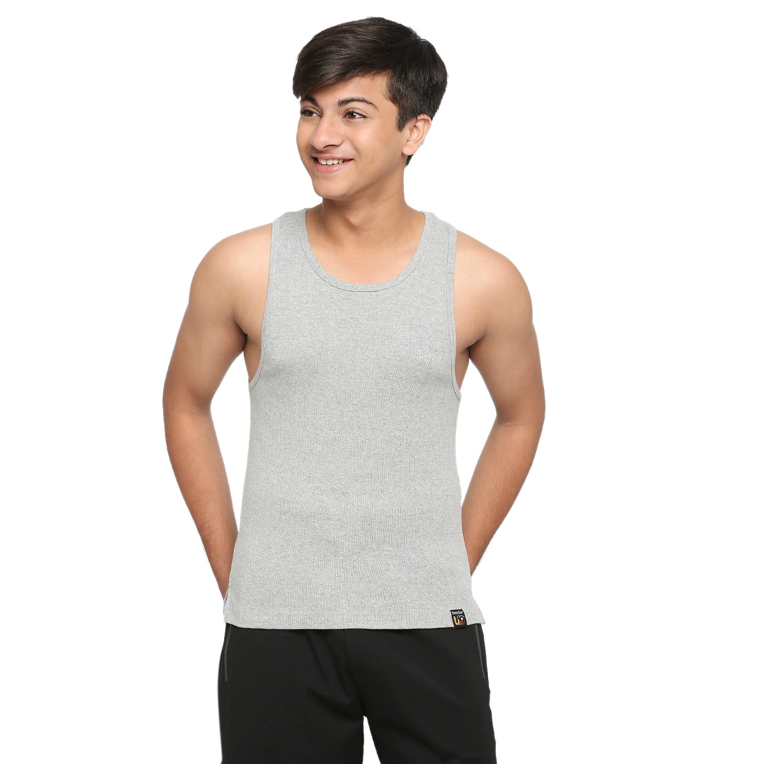 Frenchie U-19 Teens Solid Gray Vest made in 100% Cotton Rib