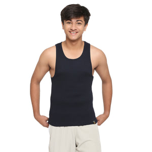 Frenchie U-19 Teens Solid Navy Vest made in 100% Cotton Rib