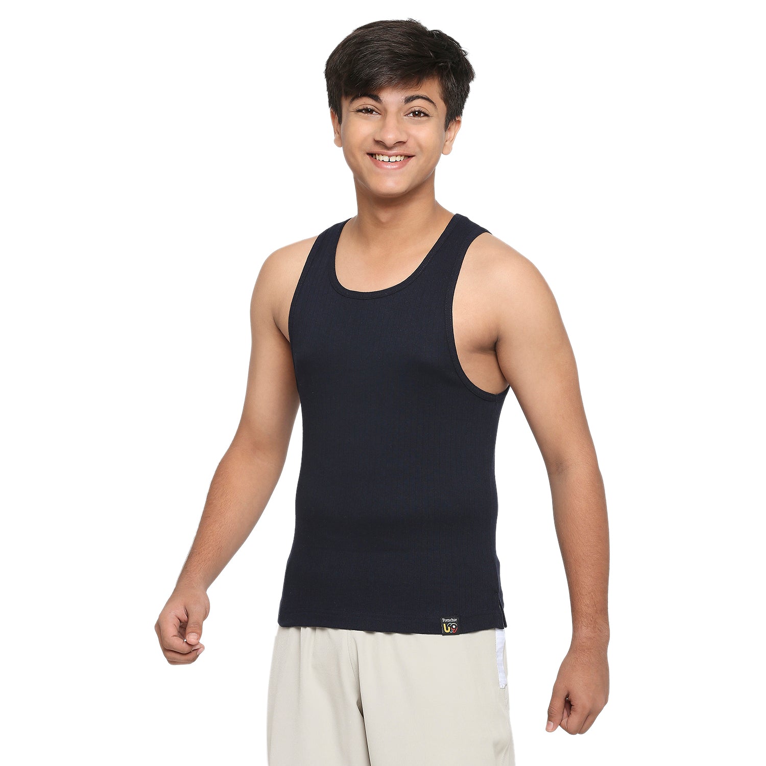 Frenchie U-19 Teens Solid Navy Vest made in 100% Cotton Rib