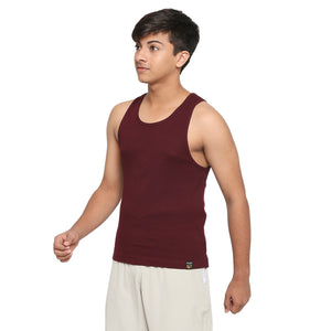 Frenchie U-19 Teens Solid Wine Vest made in 100% Cotton Rib