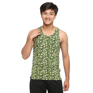 Frenchie U-19 Teens Green Vest in Camouflage Print