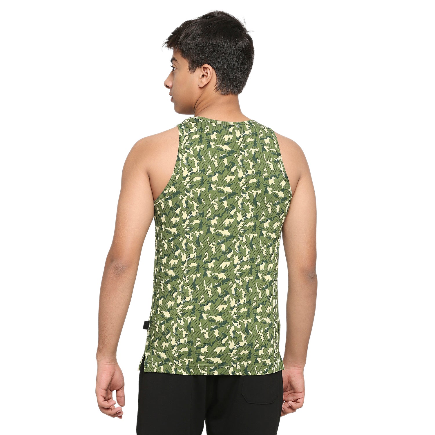 Frenchie U-19 Teens Green Vest in Camouflage Print