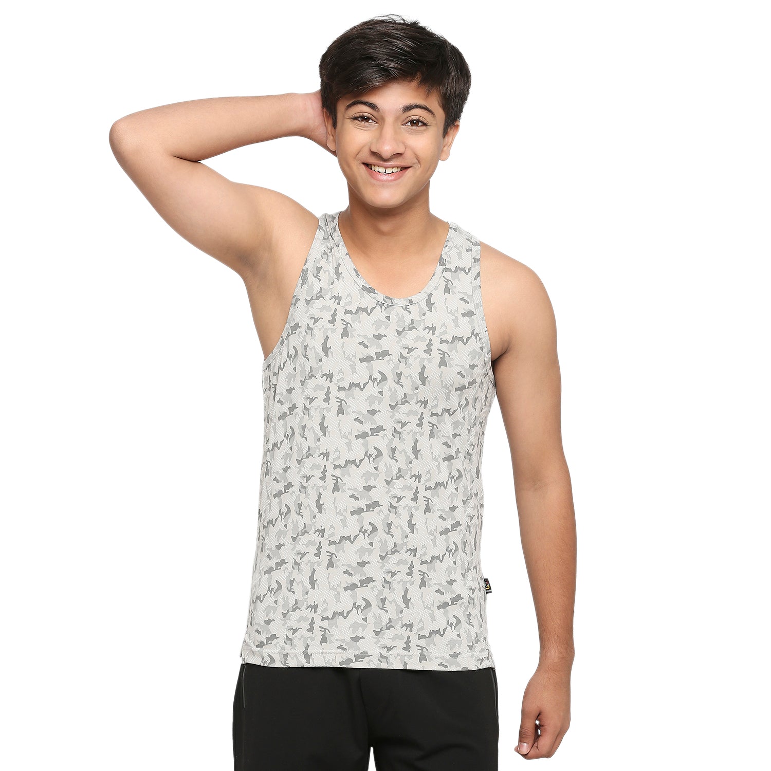 Frenchie U-19 Teens Light Gray Vest in Camouflage Print