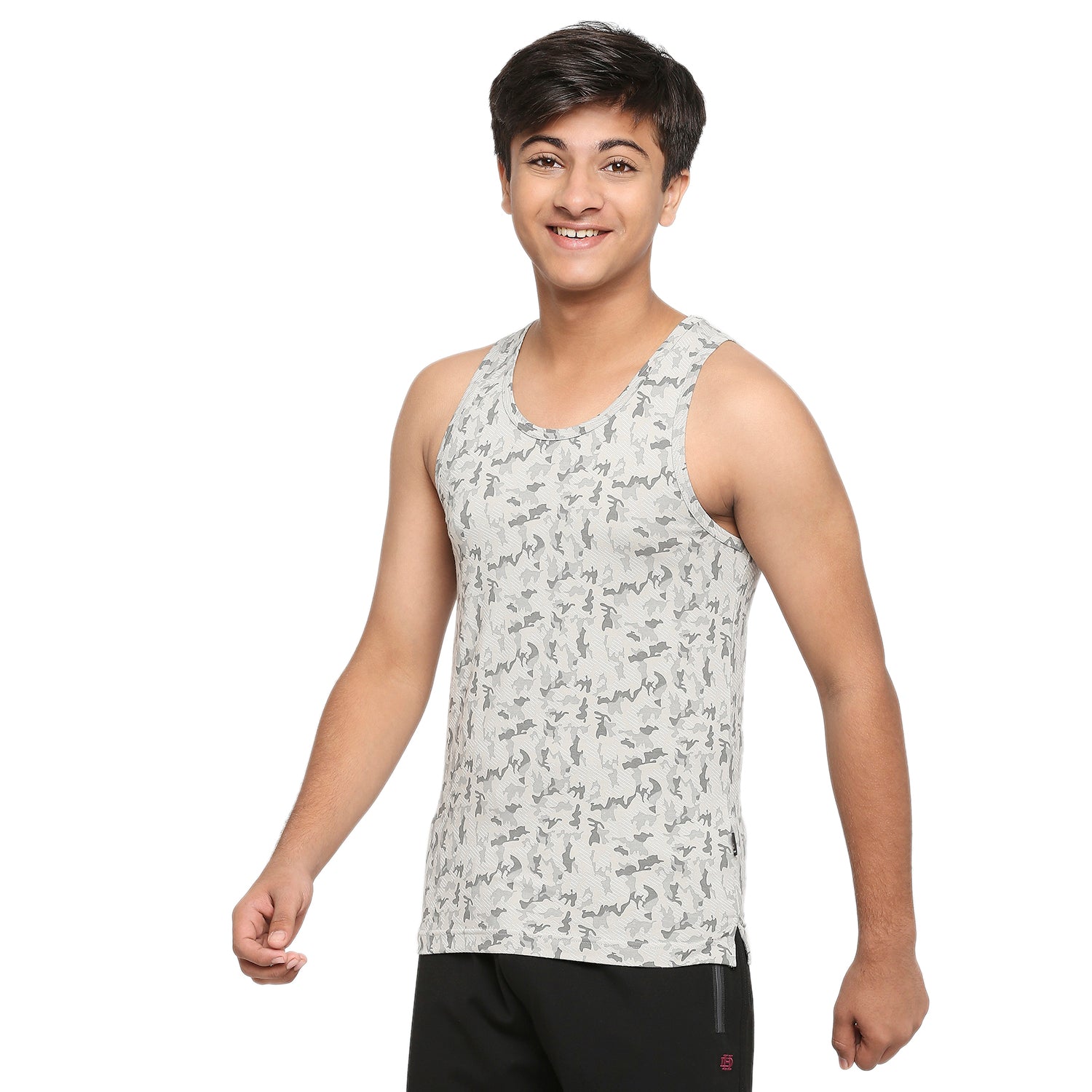 Frenchie U-19 Teens Light Gray Vest in Camouflage Print