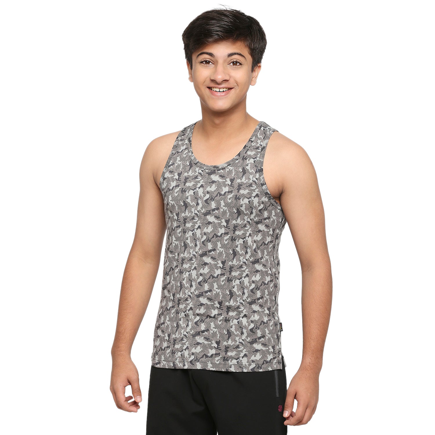 Frenchie U-19 Teens Gray Vest in Camouflage Print
