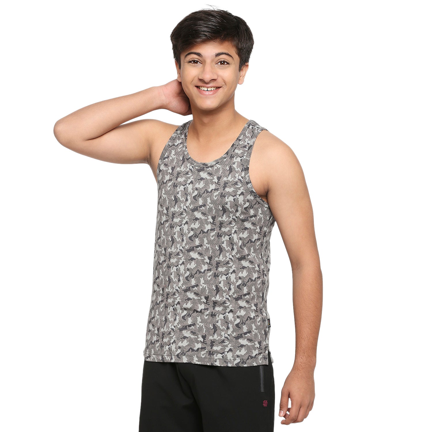 Frenchie U-19 Teens Gray Vest in Camouflage Print