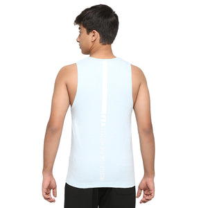 Frenchie U-19 Teens Aqua Two colour vest made from cotton lycra melange fabric
