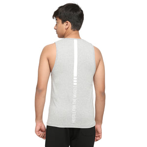 Frenchie U-19 Teens Light Gray Two colour vest made from cotton lycra melange fabric