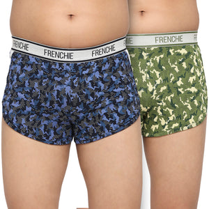 FRENCHIE Teenagers Camouflage Print Cotton Trunk Navy and Green - Pack of 2
