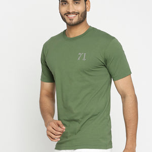 Solid Bottle Green Everyday Essential Cotton T-Shirt for Men