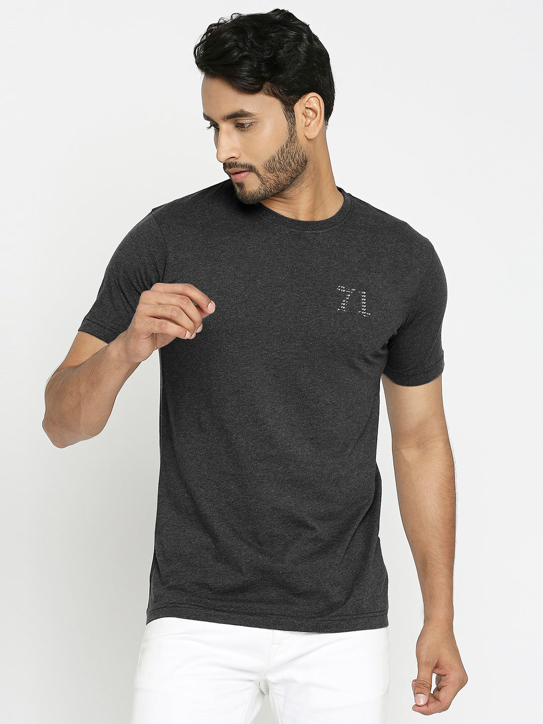Charcoal Melange Everyday Essential Cotton T-Shirt for Men