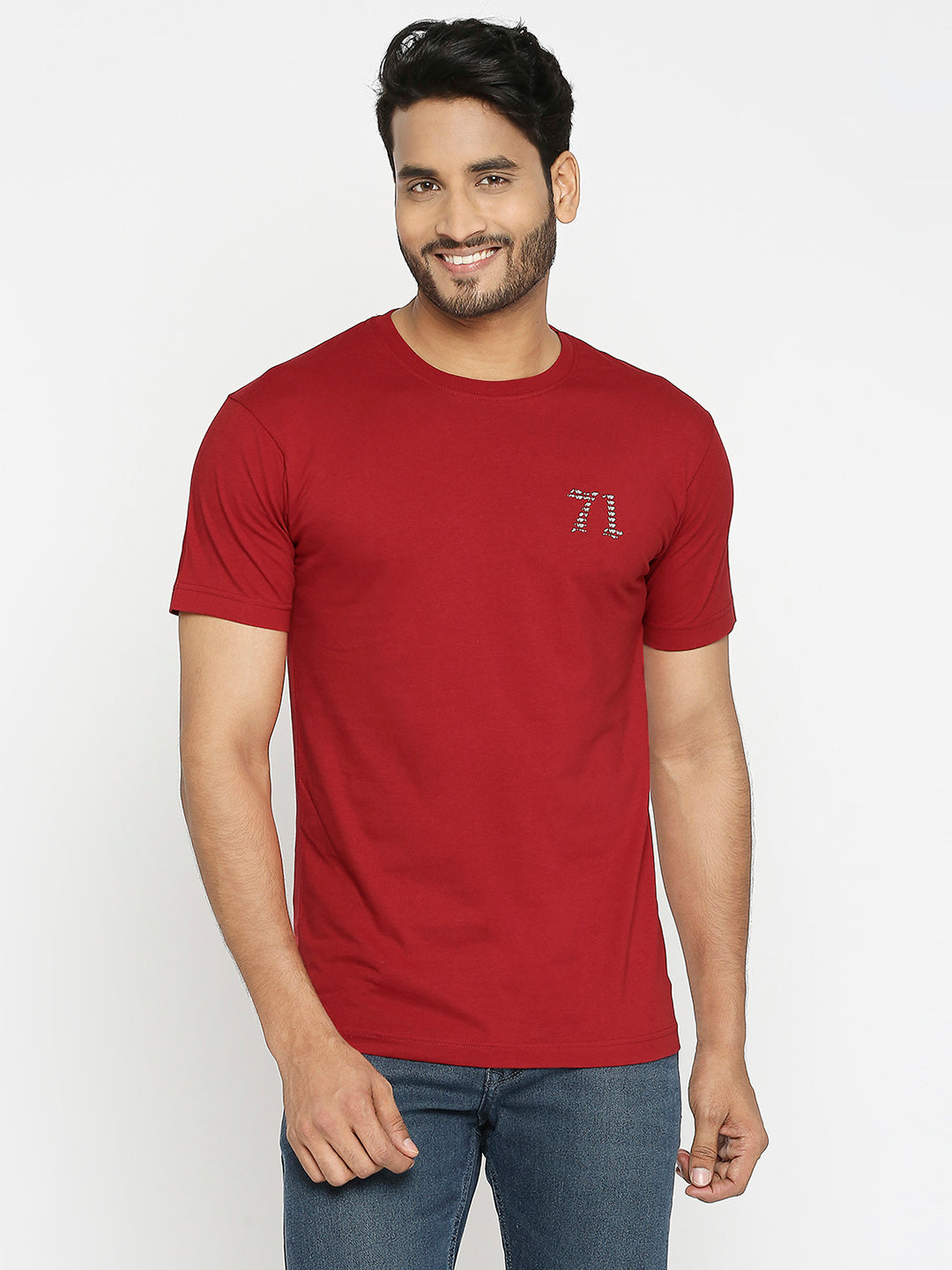 VIP Mens Maroon Colour Round Neck T-Shirt
