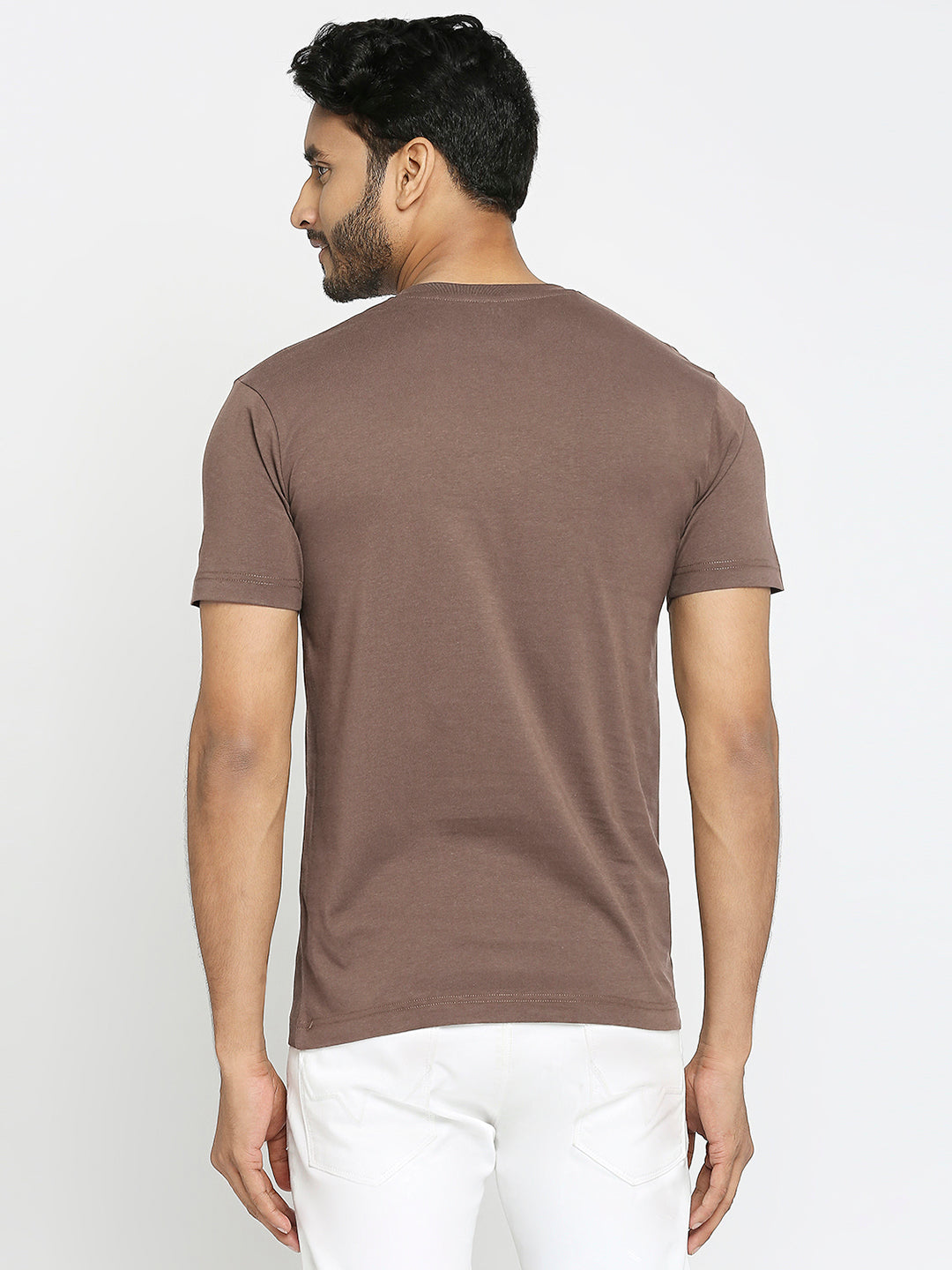 VIP Mens Brown Colour Round Neck T-Shirt